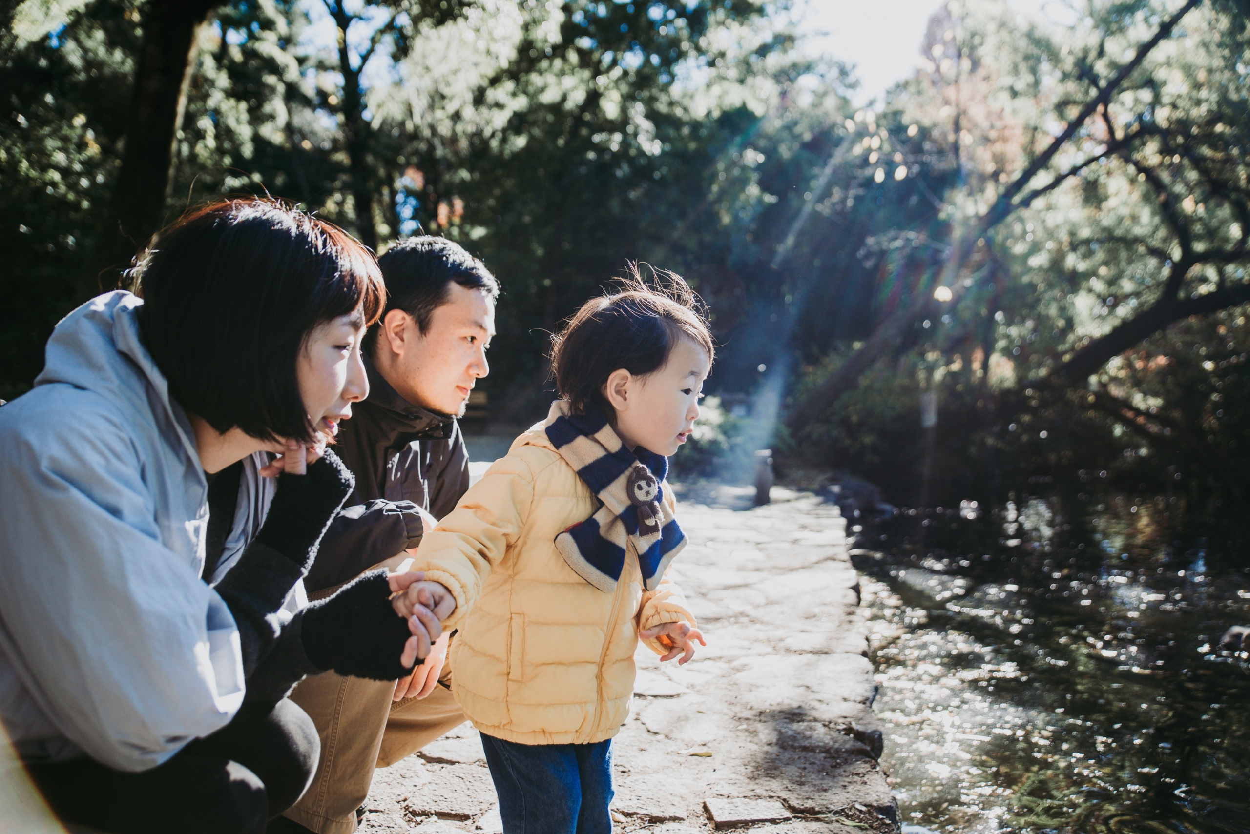 Happy japanese family spending time outdoor