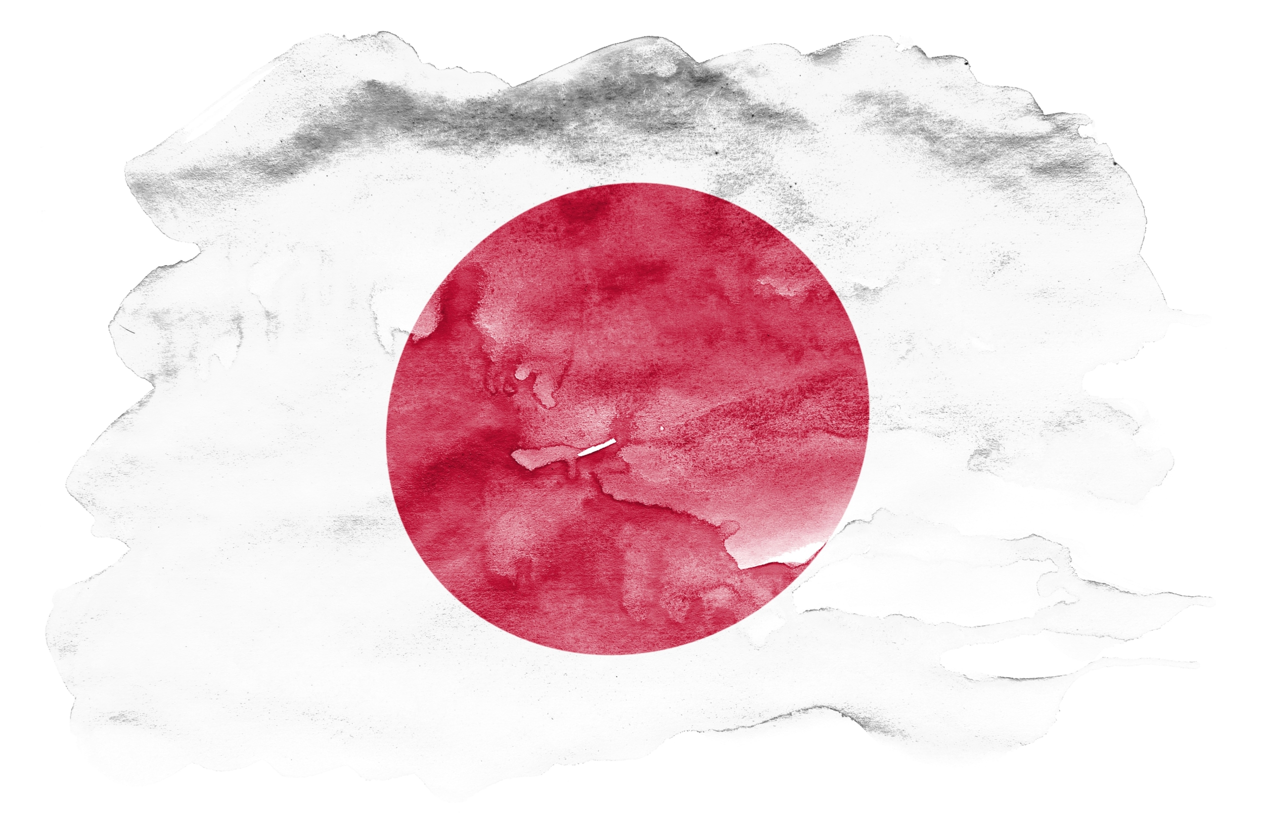Japan flag is depicted in liquid watercolor style isolated on white background
